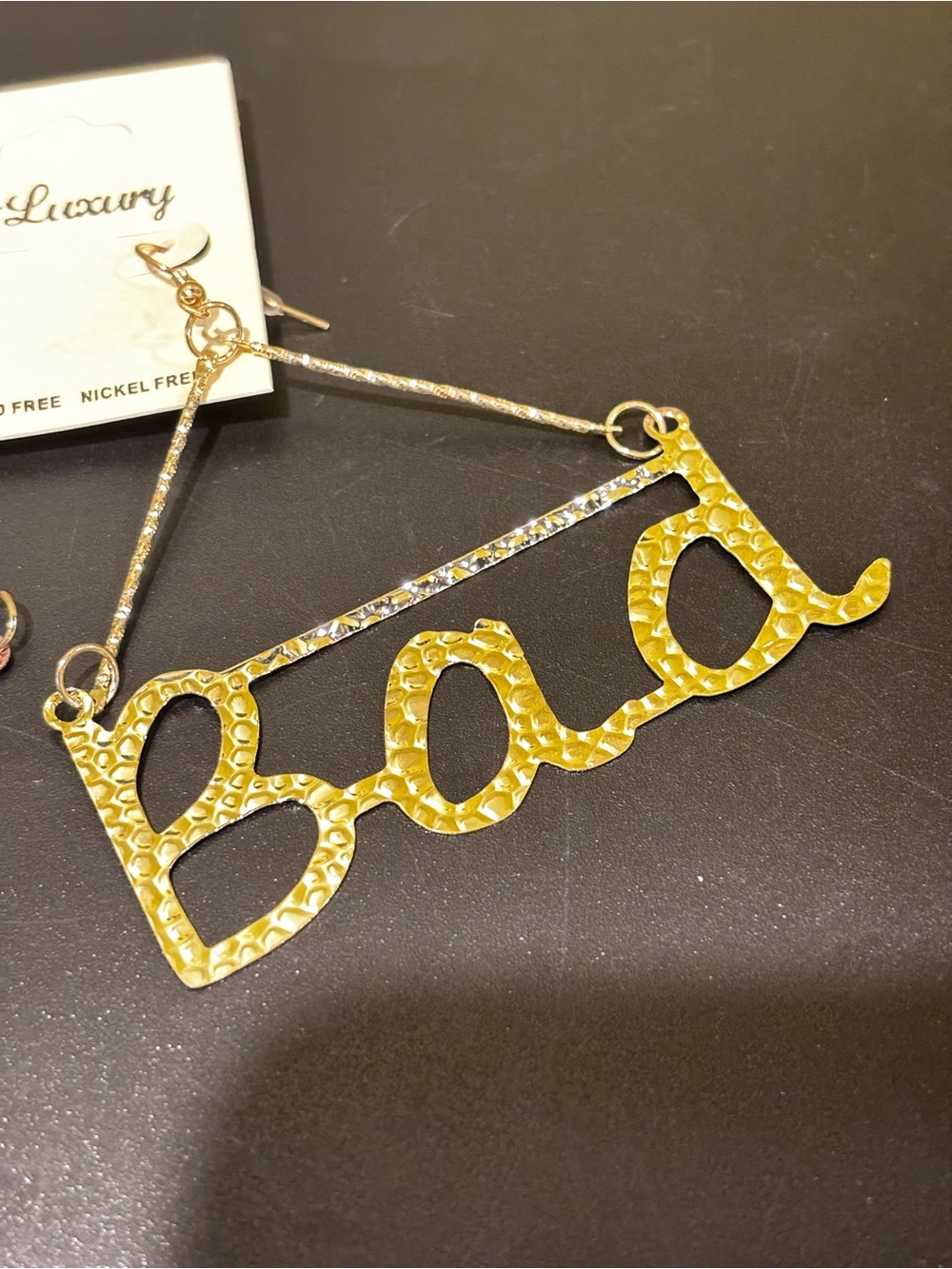 Gold "Bad" Script Name Necklace - Picture 3 of 7